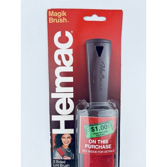 Vtg Helmac Magik Red Lint Remover Brush 1980s Original Package New Made in USA - Picture 3 of 12